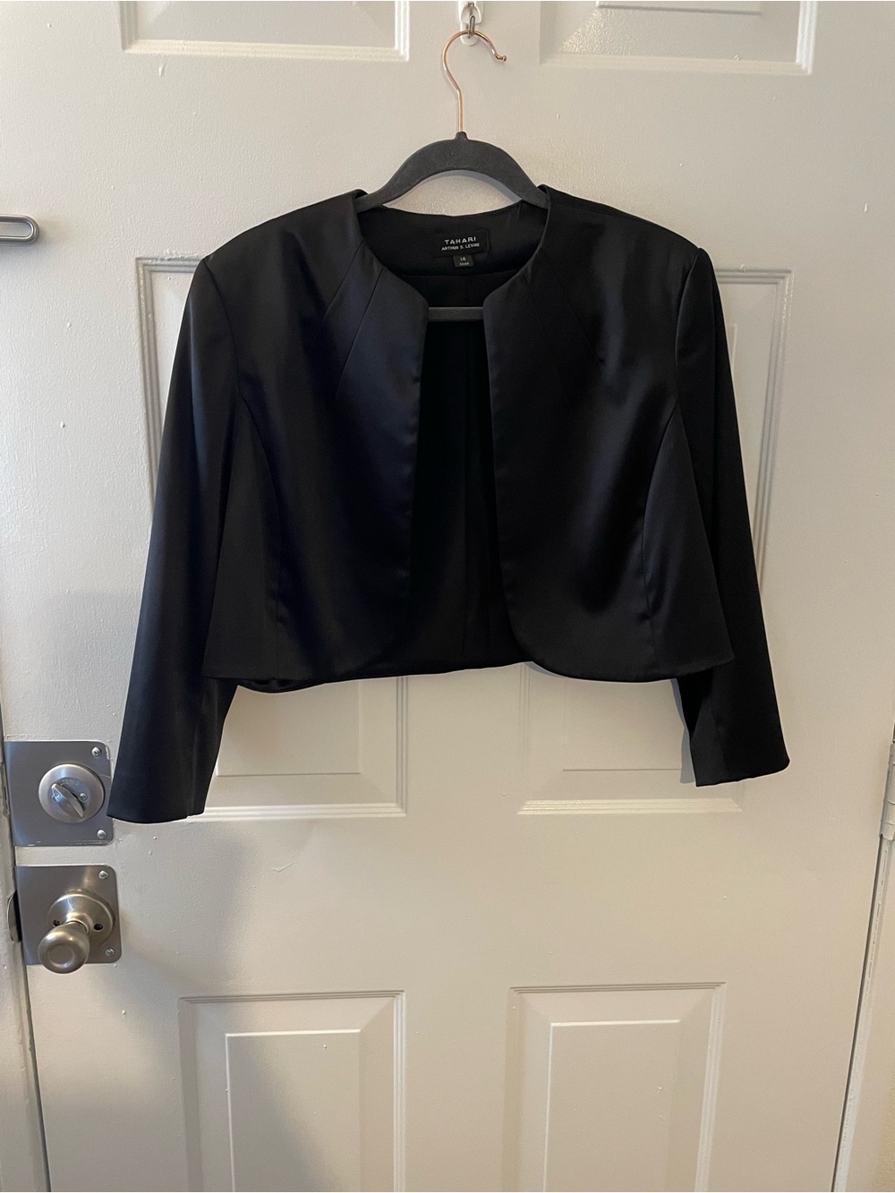 Tahari Black Cropped Open-Front Bolero Jacket
